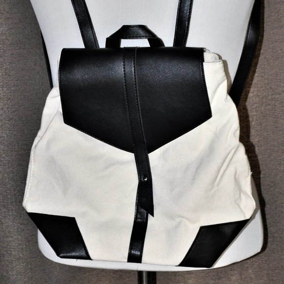 Deux Lux Demi Canvas Backpack in Off-White/Cream & Black - Picture 7 of 13